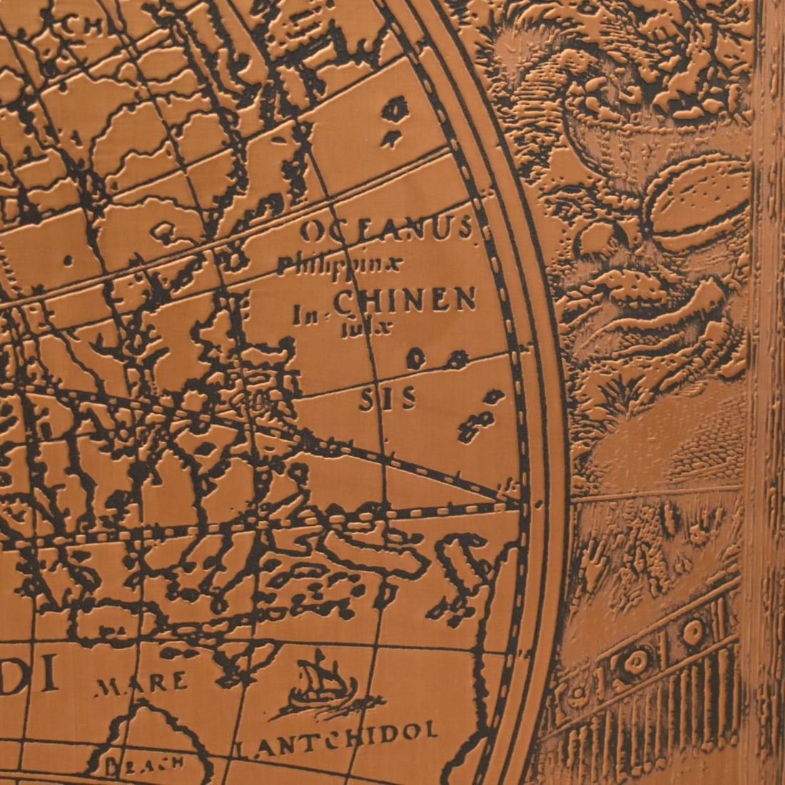 Embossed Copper World Map - 5