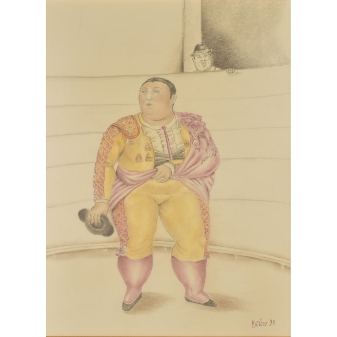 Fernando Botero, Colombian (1932–2023): after: Fernando Botero, Colombian (1932–2023) Print, "The Bullfighter". Signed lower right. Measures (sight) 23-1/2" H, 17-1/2" W; frame measures 32-1/4" H, 26-1/4" W. Condition: Good condition.