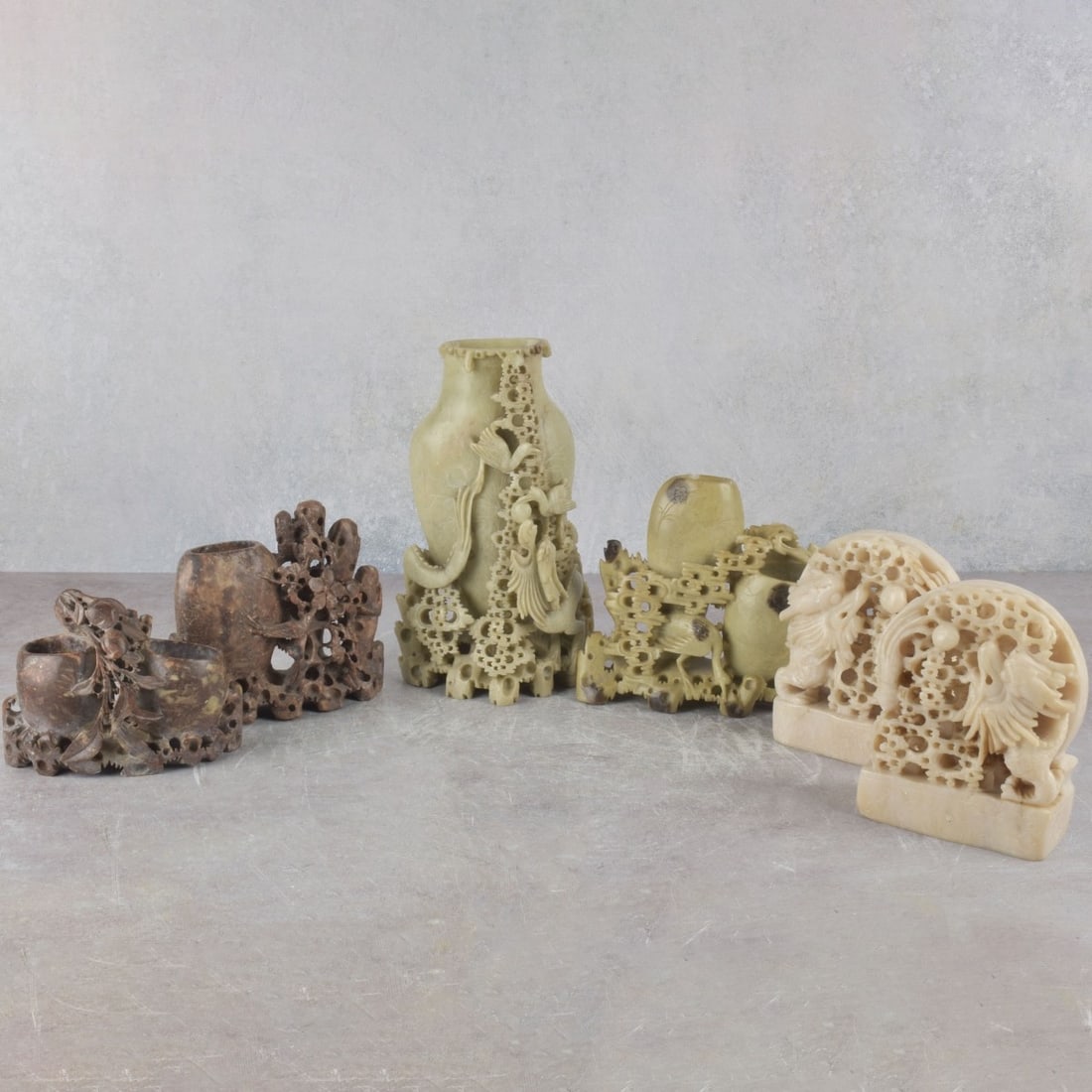 Chinese Republic Carved Soapstone Pieces (1 of 9)