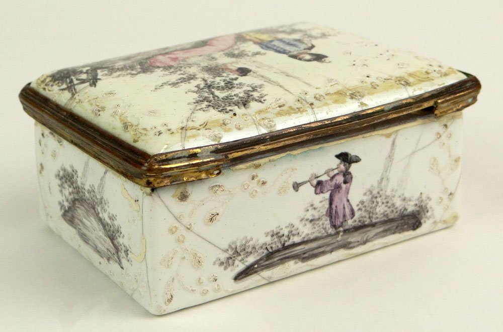 Erotic 18th Century French Enameled Porcelain Box "Erot: Erotic 18th Century French Enameled Porcelain Box "Erotic Nun" Lid Opens to Reveal Erotic Image of a Nun. Unsigned. Provenance: ex Collection Charles Martignette, Florida. His Collection was Featured 