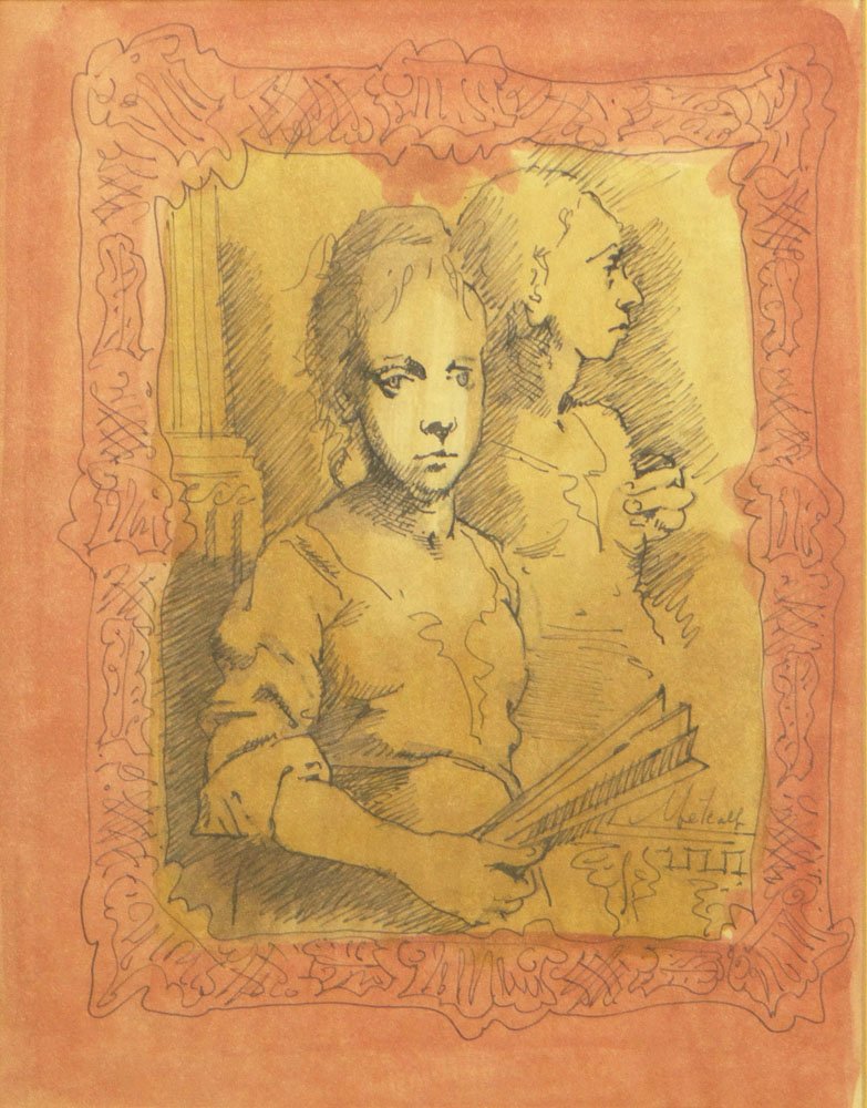 Conger A. Metcalf, American (1914-1998) Pen and Ink wit: Conger A. Metcalf, American (1914-1998) Pen and Ink with Watercolor on Paper "Portrait of a Young Girl". Signed Lower Right. Good Condition or Better. Measures 10-1/4 Inches Tall and 8 Inches Wide, Fr