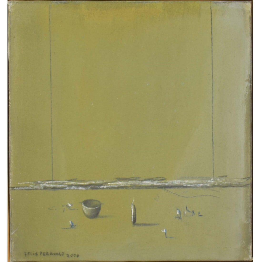 Felix Perdomo, Venezuelan (1956-2015): Felix Perdomo, Venezuelan (1956-2015) Oil on Canvas. Double framed. Artist signed bottom left hand corner and dated 2000. Image area measures: 13" high, 11-3/4" wide, frame measures: 20-1/4" high, 19-