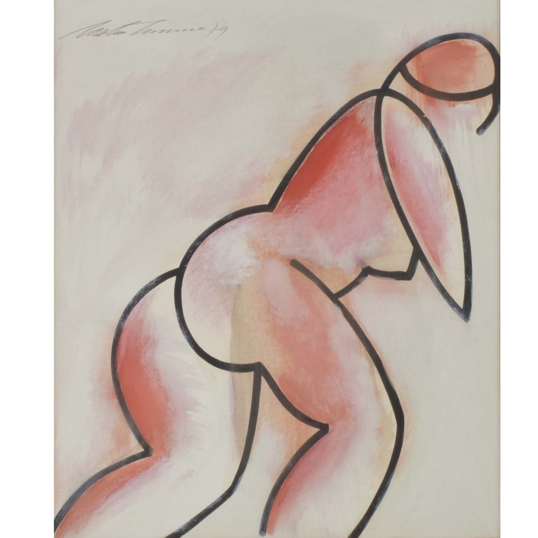 Abstract Watercolor of a Nude (1 of 6)
