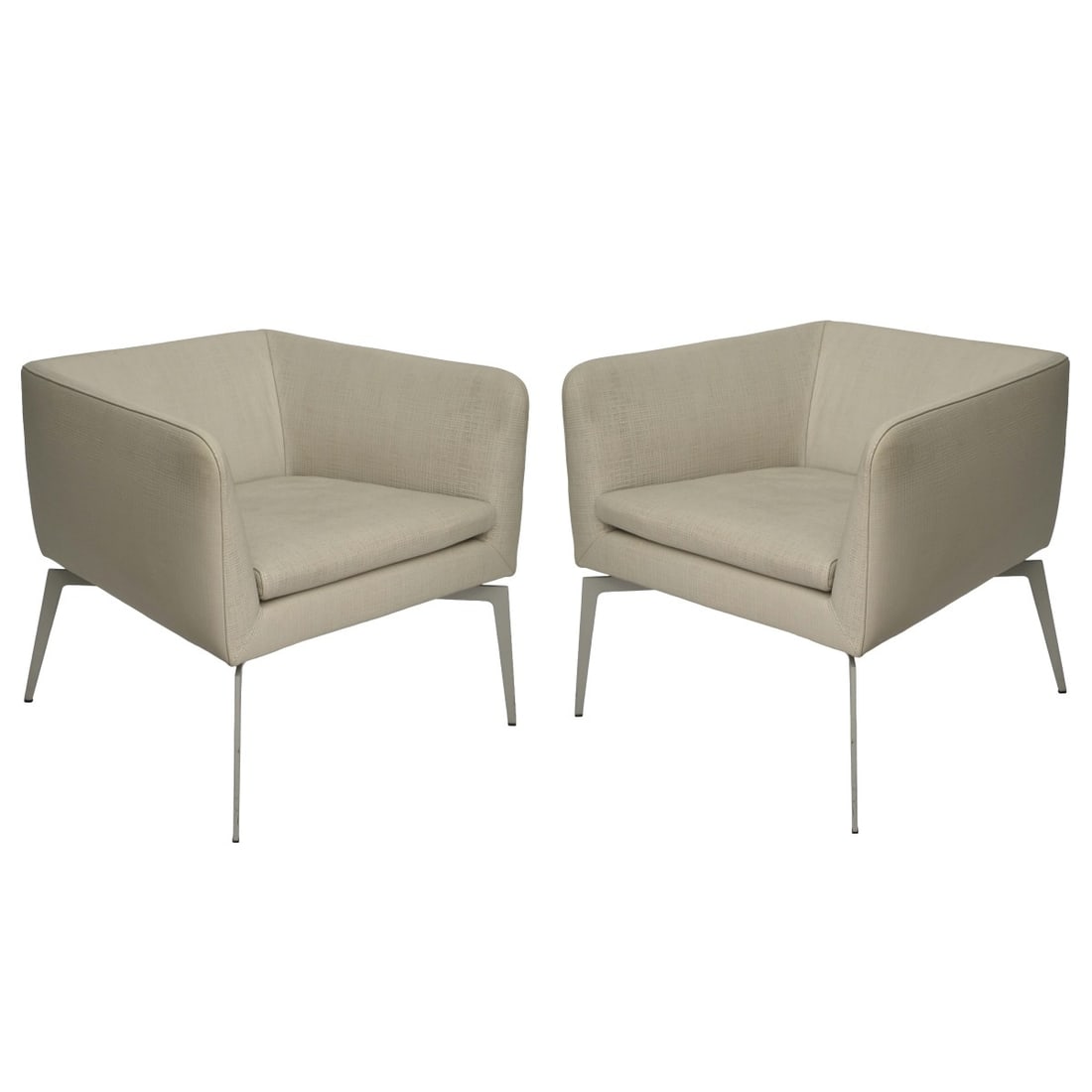 Pair of Alivar Italian Pady Chairs: Pair of Alivar Italian Pady Lounge Vinyl Coated Chairs. Measures: 26-1/2" high, 28" wide, 26" deep, seat measures: 17-1/2" high. Kodner Galleries offers phone and absentee bidding at a low, flat 21%