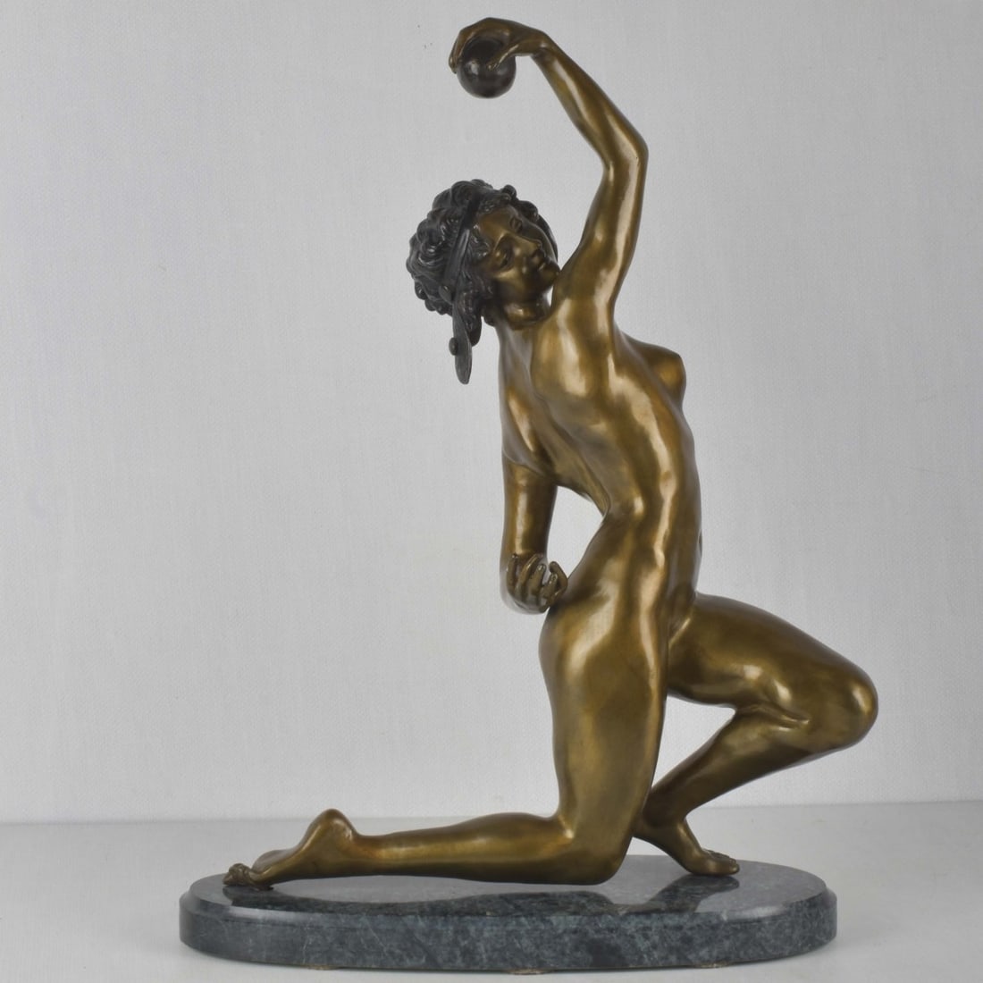 After: Affortunato Gory, Italian: After: Affortunato Gory, Italian (active circa 1895-1925), Bronze Sculpture on Granite Base, Girl with Ball. Bears signature to foot. Sculpture measures 21-1/2" H, 16-1/2" W; base measures 16-1/8" L, 