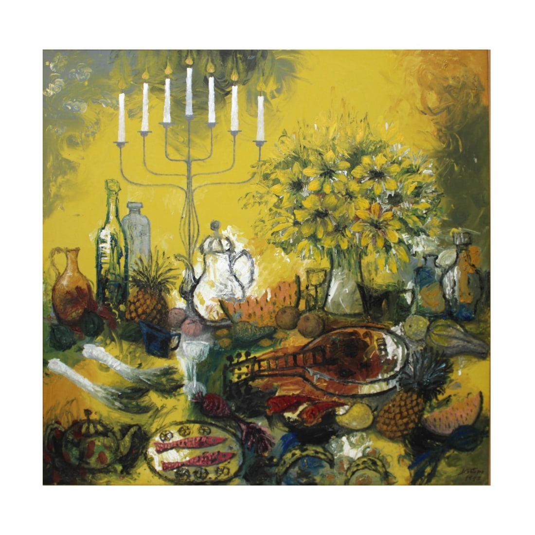 Jose Gotopo, Venezuelan (b.1964): Jose Gotopo, Venezuelan (b.1964) Acrylic on Canvas, "Naturaleze No Tan Muerta". Signed lower right, signed titled and dated to verso. Measures 60-3/4" H, 60-1/2 W. Kodner Galleries offers phone and