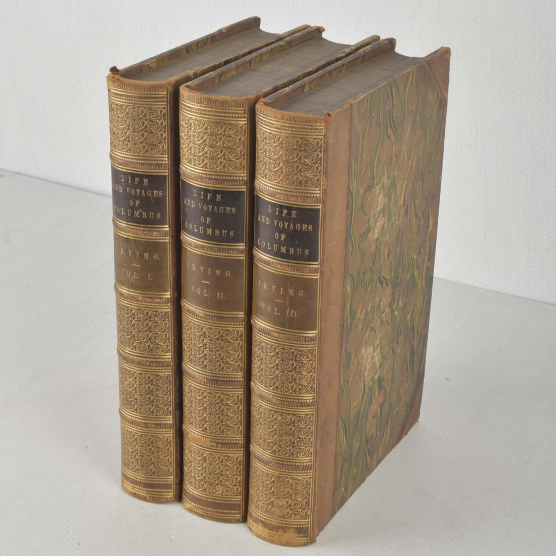 Life and Voyages of Columbus by Washington Irving: Three (3) Volumes Life and Voyages of Columbus by Washington Irving. Hard bound with book cloth Volumes I, II and II. Published by George P. Putnam 1849. Kodner Galleries offers phone and absentee bid