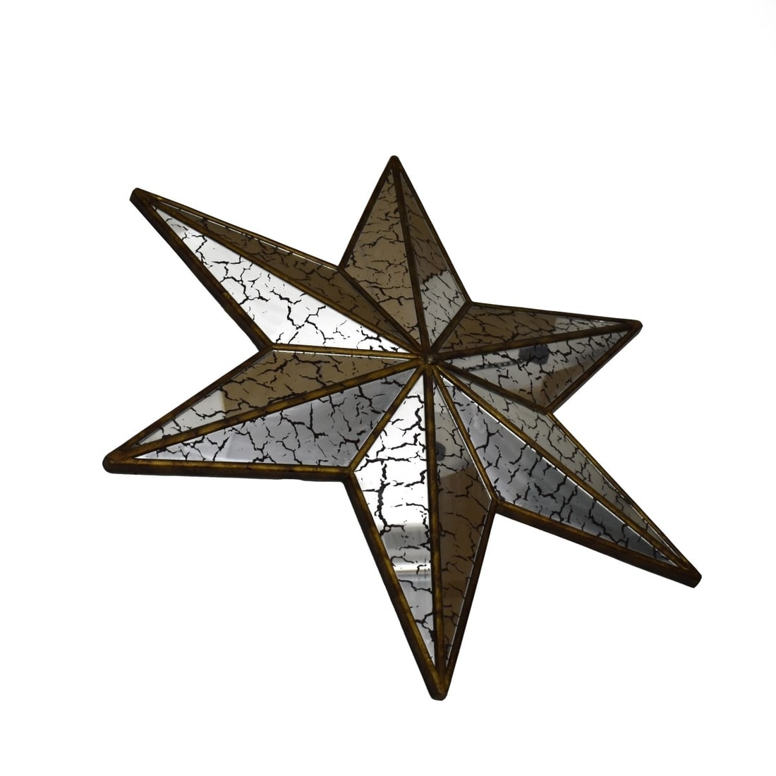 Large Painted Star Mirror: Large Three Dimensional Six (6) Point Star Hanging Faux Marble Painted Wall Mirror. Measures: 36-1/2". Kodner Galleries offers phone and absentee bidding at a low, flat 21% buyer’s premium without s