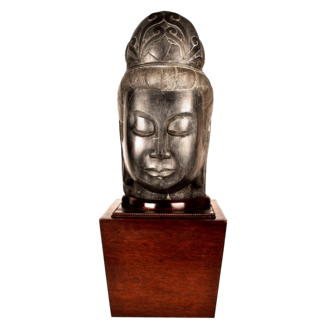 Large Chinese Carved Stone Bust of Guanyin (1 of 5)
