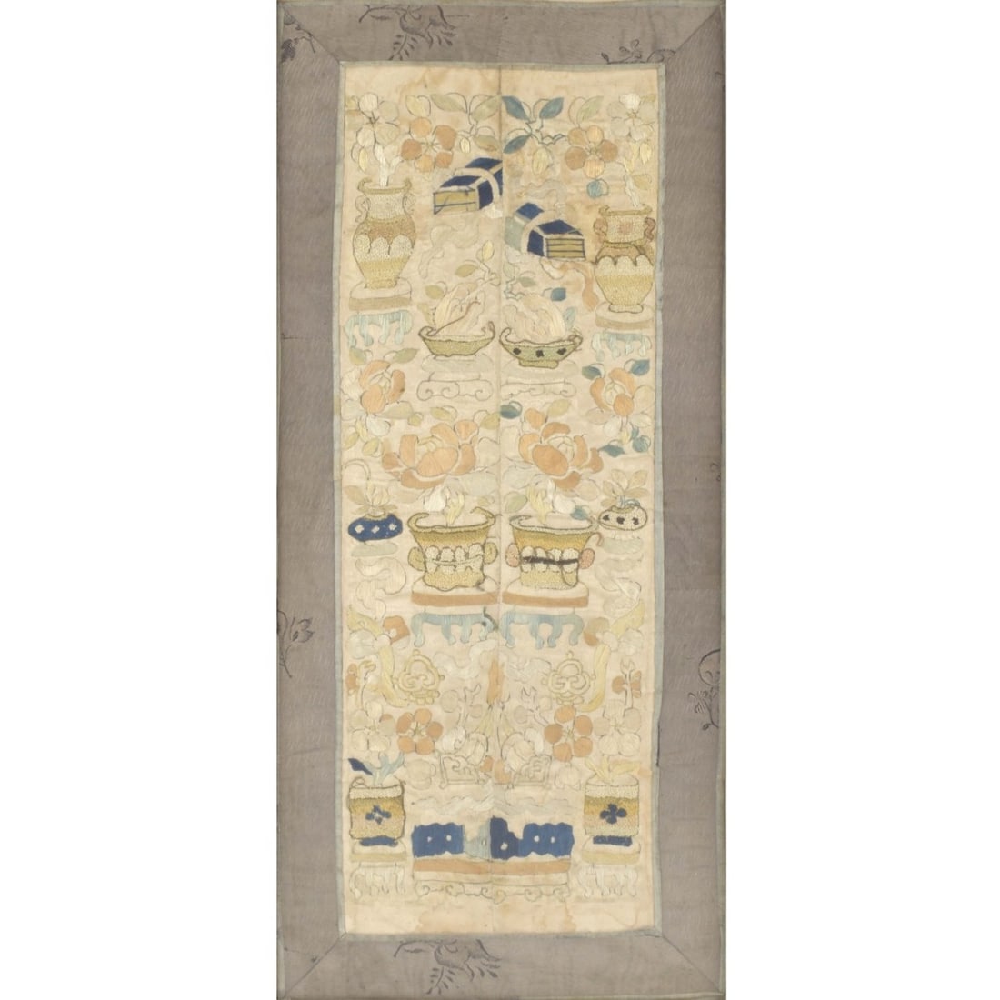 19th Century Chinese Embroidery Silk Panel (1 of 6)