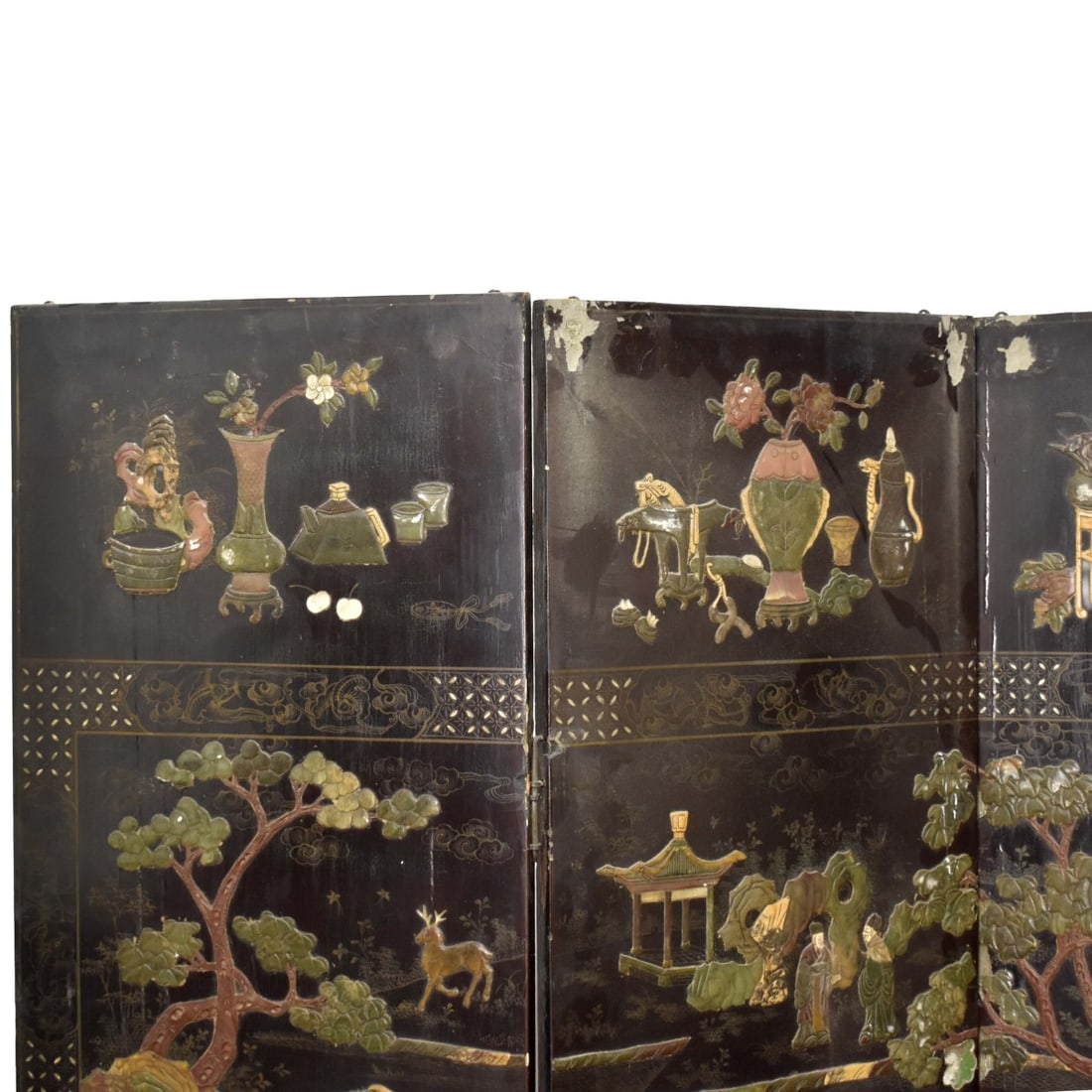 Chinese Hardstone Four Panel Room Screen - 4