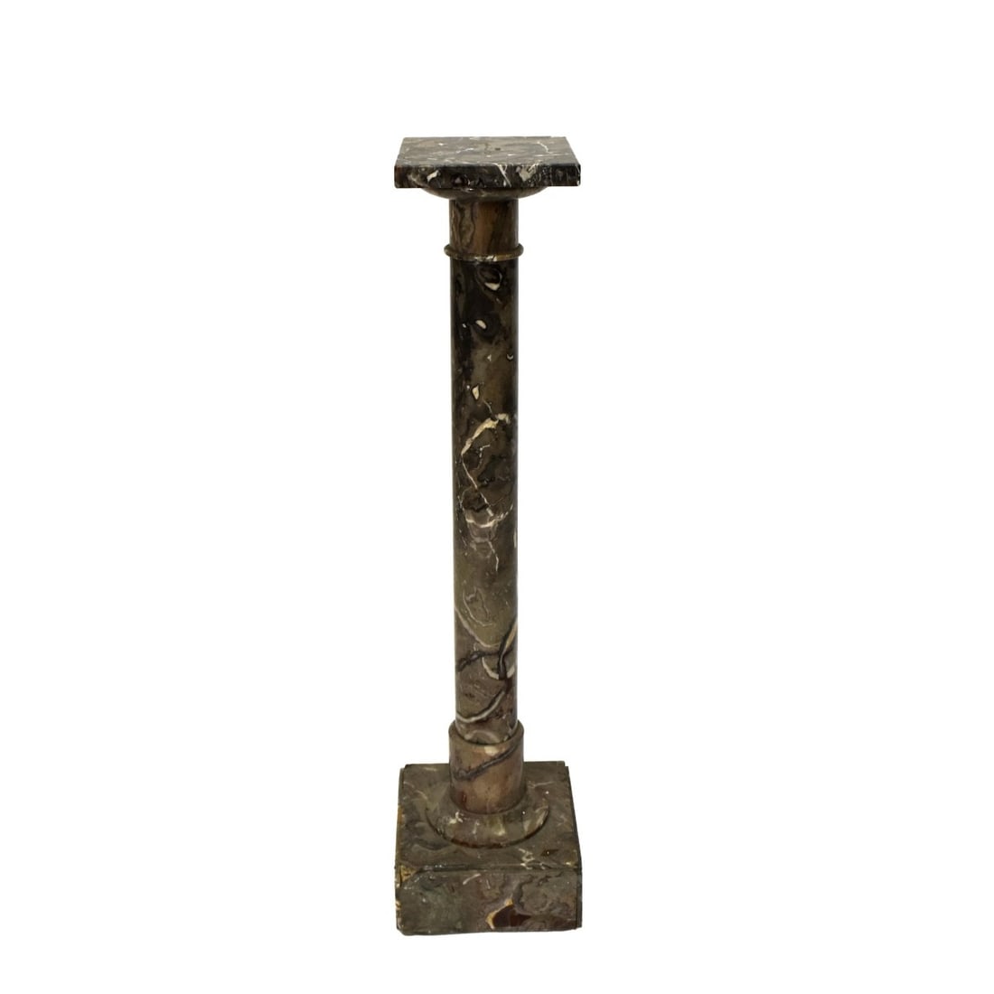 20th Century Marble Pedestal: 20th Century Marble Pedestal. Unsigned. Measures 42" Tall. Top Measures 8" by 8". Kodner Galleries offers phone and absentee bidding at a low, flat 21% buyer’s premium without surcharge or hidde