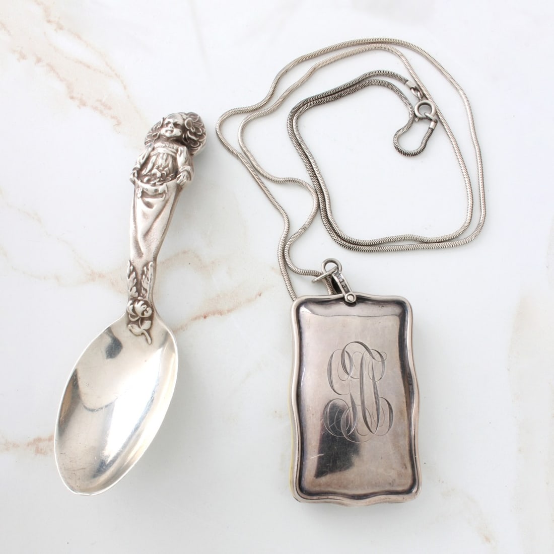 Sterling Pendant Necklace and Child's Spoon (1 of 6)