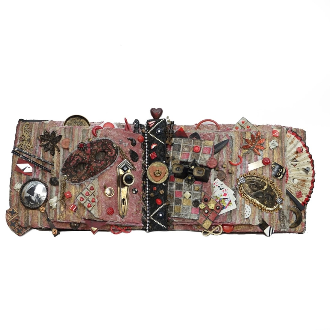 Colleen Barry Wilson (Born 1951) Mixed Media: Colleen Barry Wilson (Born 1951) Mixed Media Assemblage "Mixed Composition" Signed and Dated 1989. Measures 15" H x 35" W. Kodner Galleries offers phone and absentee bidding at a low, flat 21%