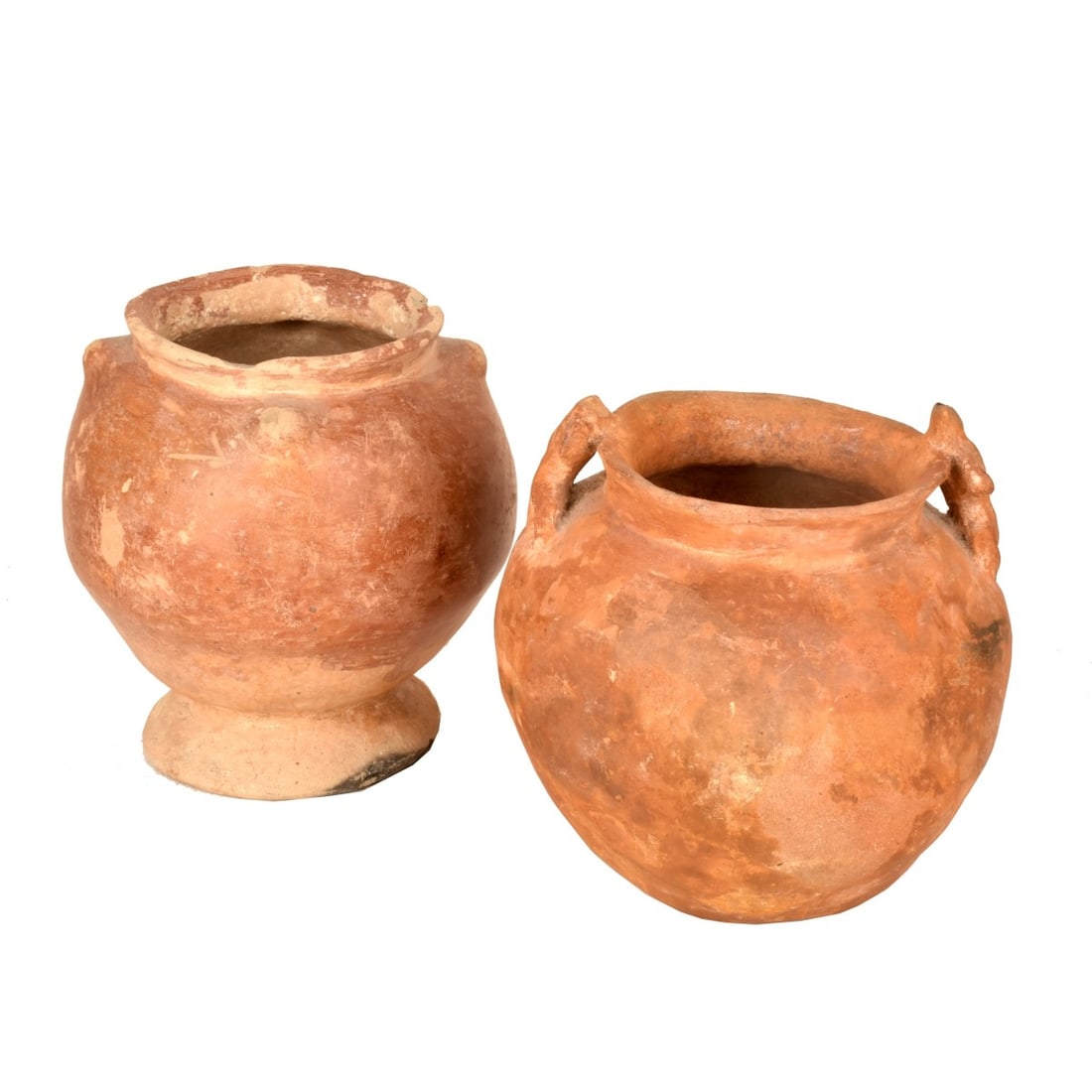 Pre Columbian or Later Ceramic Bowls: Grouping of Two Pre Columbian or Later (Possibly Nicoya Culture) Ceramic Bowls. Tallest measures 8-1/4" x 7-1/2". Remaining bowl measures 8" x 7-1/4". Kodner Galleries offers phone and absentee