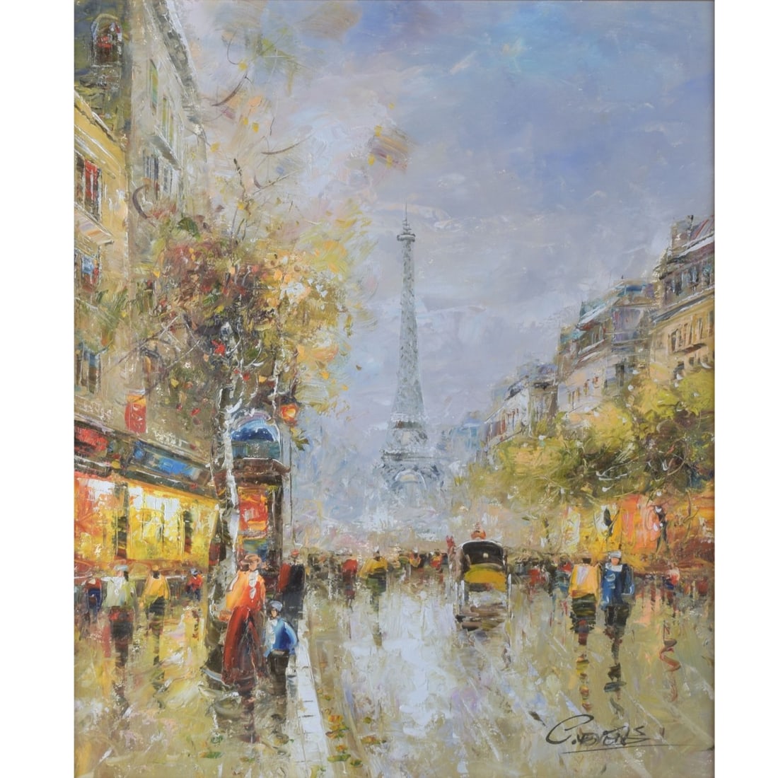 Christof Vevers (b. 1962): Christof Vevers (b. 1962). Oil on Canvas, Eiffel Tower. Signed lower right. Measures 23" H, 19-1/2" W; frame measures 30-1/2" H, 26-1/2" W. Kodner Galleries offers phone and absentee bidding at a