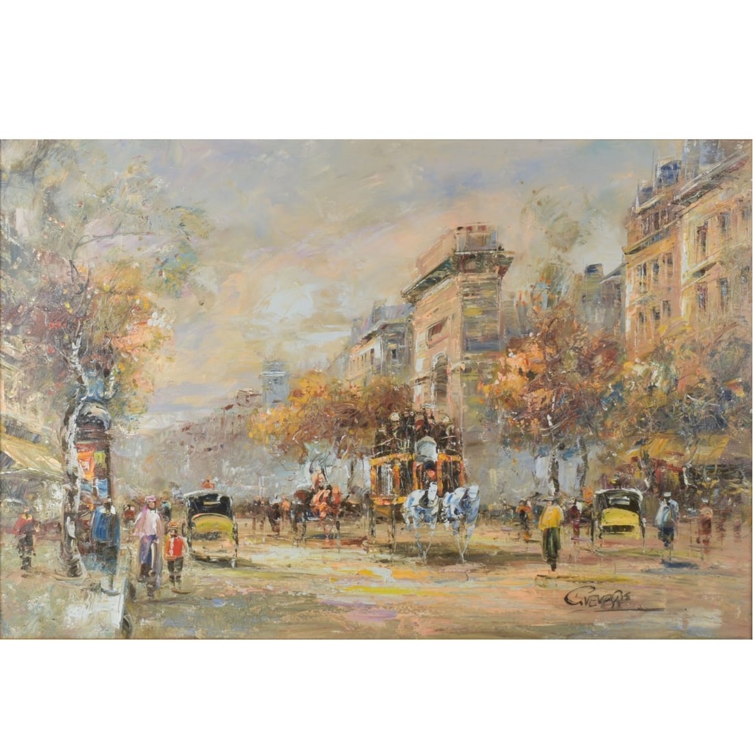 Christof Vevers (b. 1962): Christof Vevers (b. 1962). Oil on Canvas, Arc de Triomphe. Signed lower right. Measures 23-1/2" H, 35-1/2" W; frame measures 30-1/2" H, 42-1/2" W. Kodner Galleries offers phone and absentee bidding
