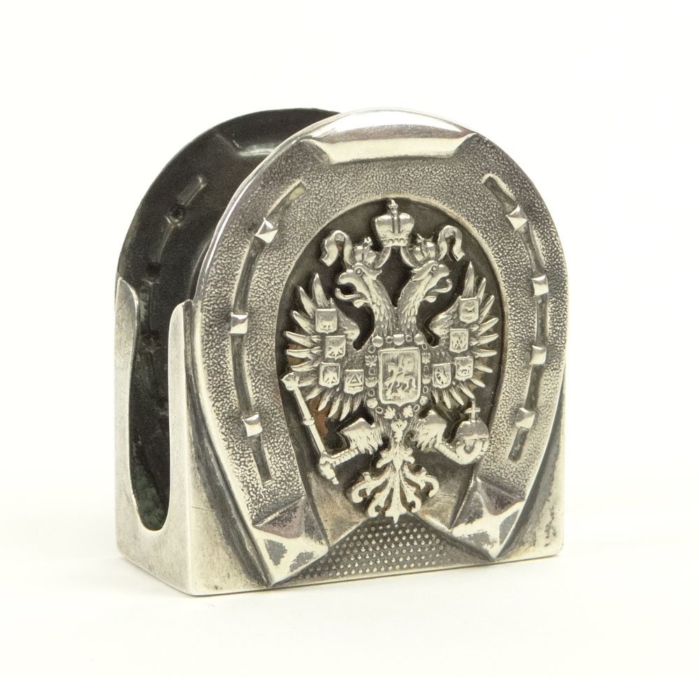 19/20th Century Erik Kollin Fabergé Imperial Russian: 19/20th Century Erik Kollin Fabergé Imperial Russian Sterling Silver Matchbox Holder. Signed Several Places in Cyrillic Characters Together with 3.K for Erik Collin and 84 Zolotnik Standard. Minor De