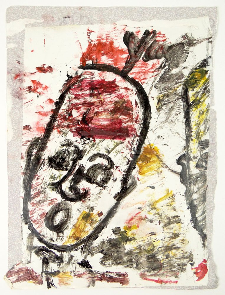 Purvis Young, American (1943-2010) Oil on Found Paper: Purvis Young, American (1943-2010) Oil on Found Paper Laid on Wallpaper Sample. Signed Upper Right. Good Condition. Measures 16-1/2 Inches Tall and 11-3/4 Inches Wide. Shipping $42.00