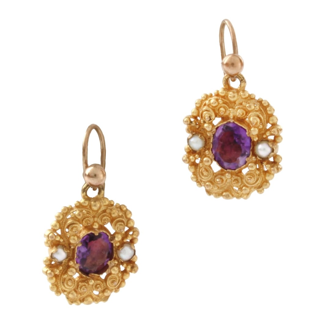 Antique Amethyst, Pearl and 9K Earrings (1 of 2)
