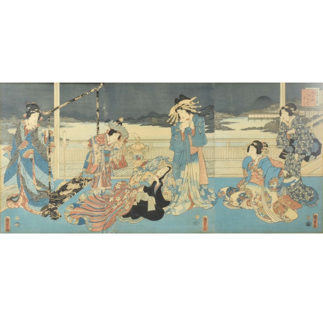 19th Century Japanese Wood Block Triptych (1 of 9)