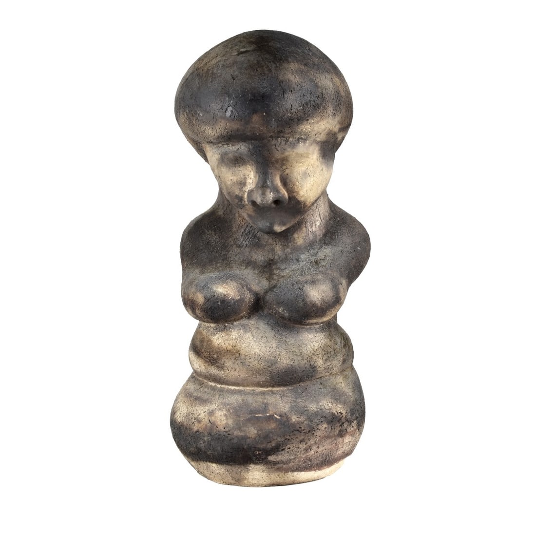 Modern Sculpture Cast Stone Woman: Modern Sculpture Cast Stone Woman. Measures 23" H x 10-1/2" W x 13" D. Kodner Galleries offers phone and absentee bidding at a low, flat 21% buyer?s premium without surcharge or hidden fees. For infor