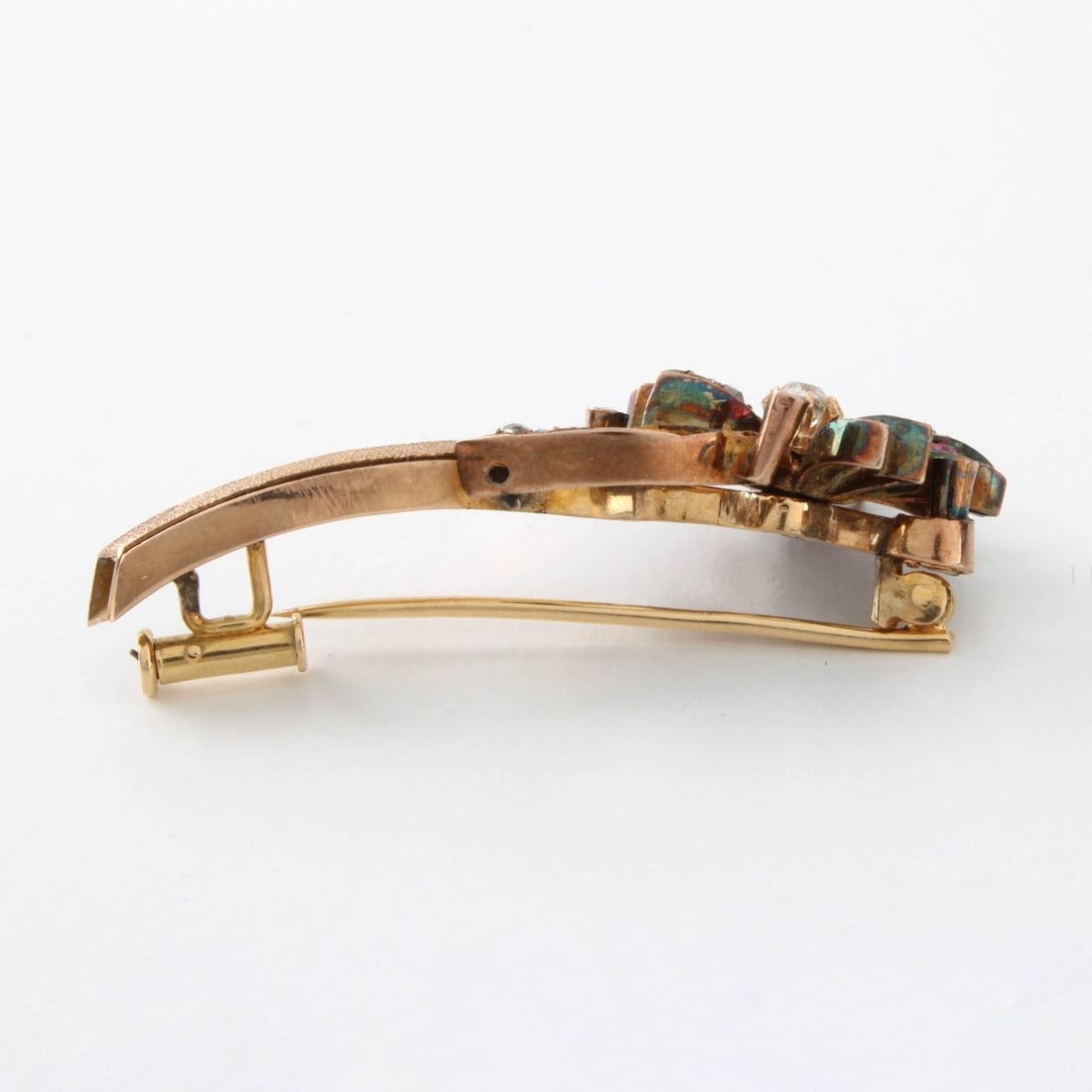 Diamond, Ruby and 14K Brooch - 4
