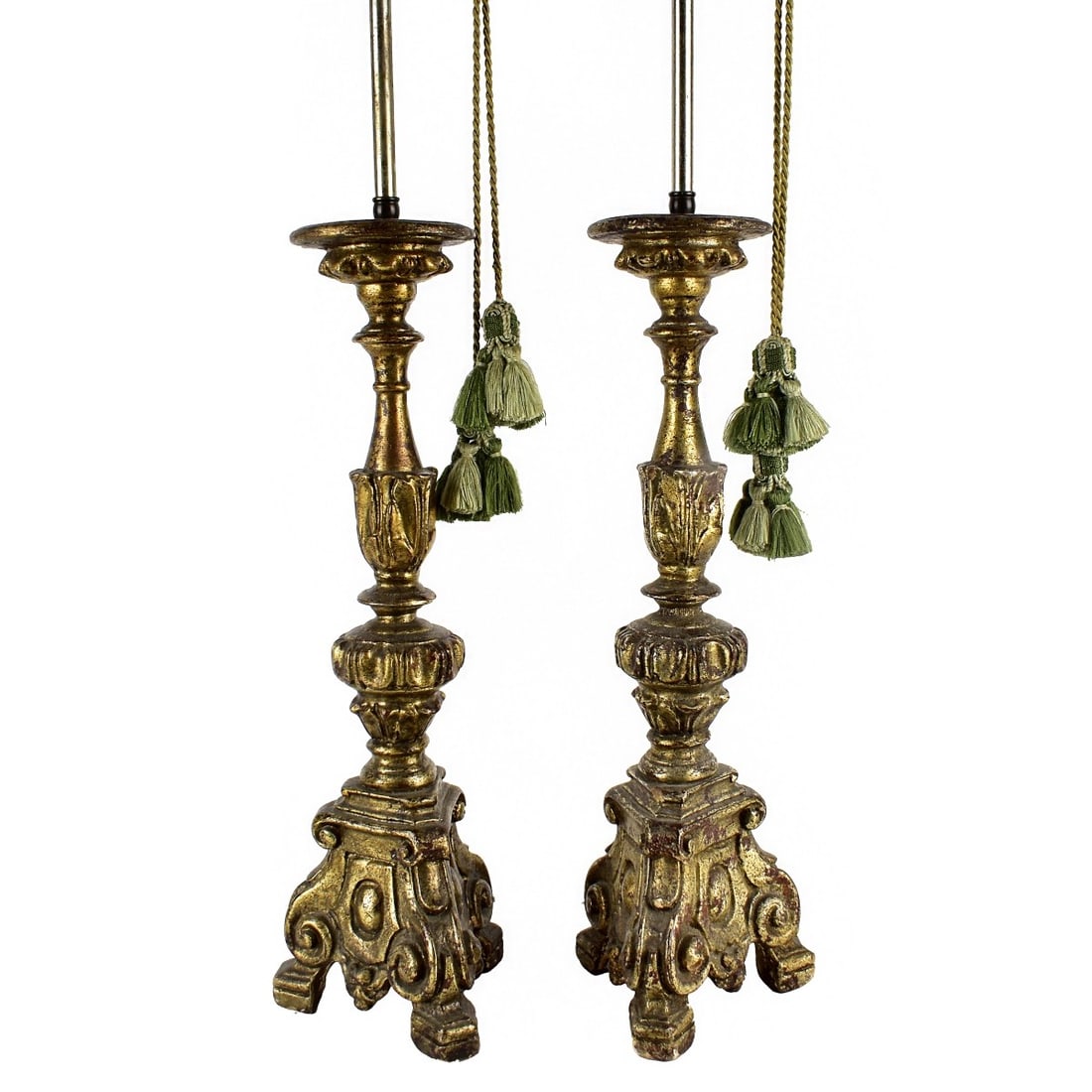 Pair of Louis XVI Style Giltwood Lamps (1 of 6)