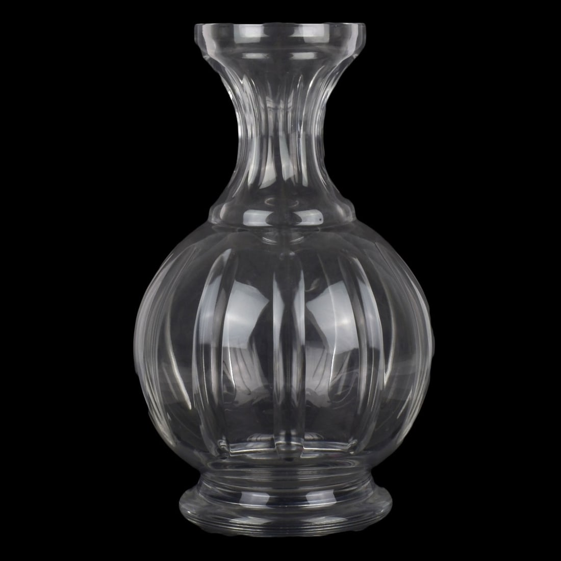 Lead Crystal Bulbous Shape Vase: Lead Crystal Bulbous Shape Vase. Engraved "Val St. Lambert" to the bottom. Measures: 16-1/2" High, 9" Diameter. Kodner Galleries offers phone and absentee bidding at a low, flat 21% buyer?s premium wi