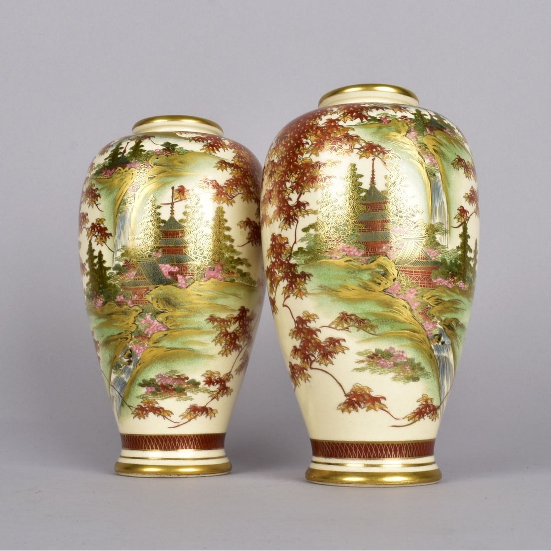 Japanese Satsuma Landscape Vases (1 of 7)