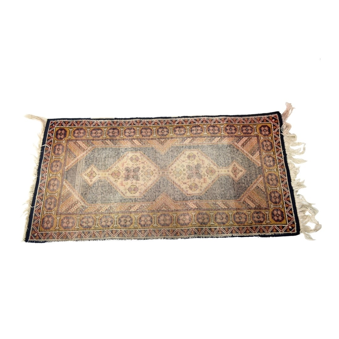 Vintage Turkish Faded Wool Rug: Vintage Turkish Wool Rug. Measures: 53" x 27". Kodner Galleries offers phone and absentee bidding at a low, flat 21% buyer?s premium without surcharge or hidden fees. For information, please contact t