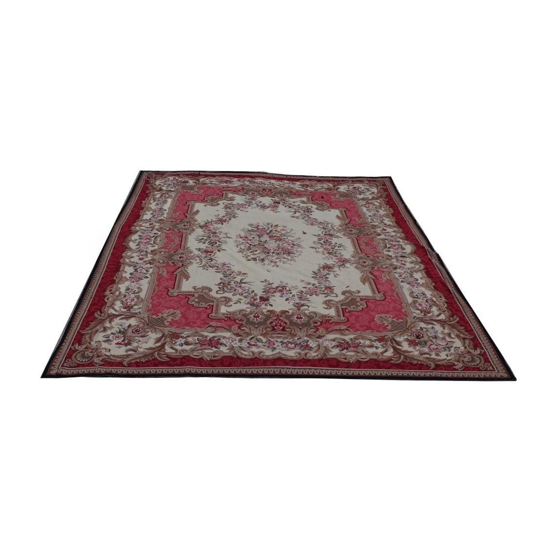 Large 20th C. French Aubusson Style Tapestry: Large 20th Century French Aubusson Style Tapestry Rug. Floral, shell, and architectural motif. Measures 13' 10" x 9' 10". Kodner Galleries offers phone and absentee bidding at a low, flat 21% buyer?s 