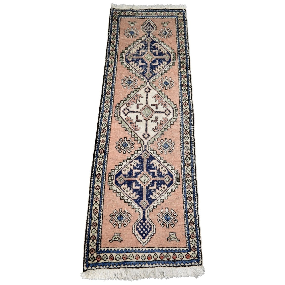Semi-antique Turkish Wool Rug: Semi-antique Turkish Wool Rug Runner. Measures: 82" x 26". Kodner Galleries offers phone and absentee bidding at a low, flat 21% buyer?s premium without surcharge or hidden fees. For information, plea