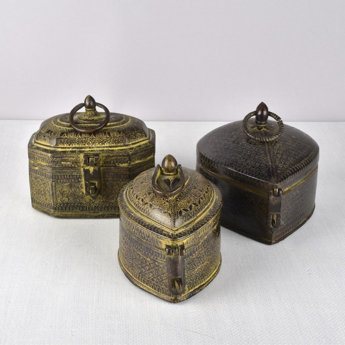 Etched and Hinged Metal Storage Boxes (1 of 4)
