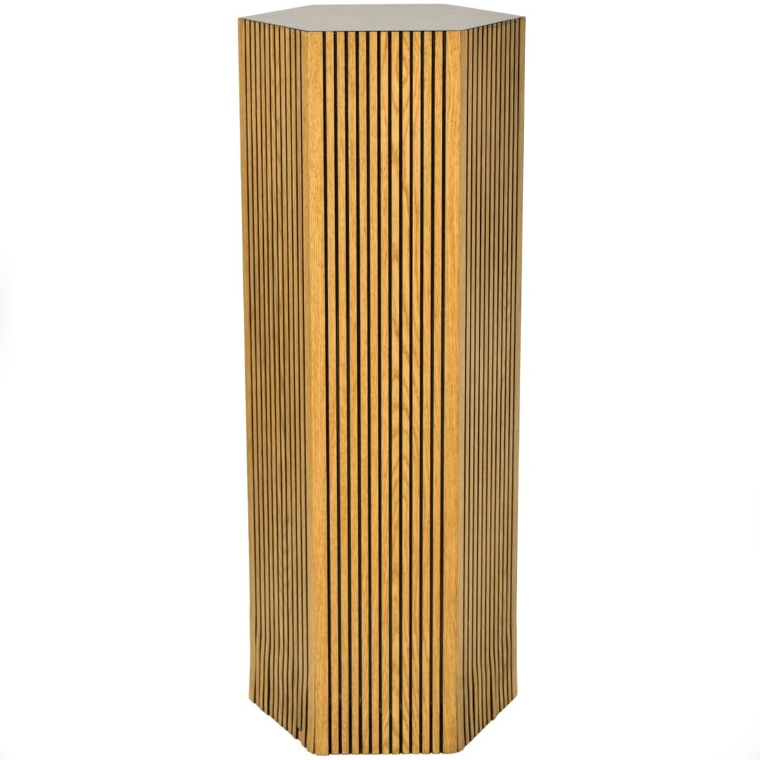 Modern Hexagonal Pedestal: Modern Hexagonal Pedestal with Black Formica Top. Measures: 36" high, 12" wide, 12" deep. From an important Palm Beach, Florida art collection. Kodner Galleries offers phone and absentee bidding at a 