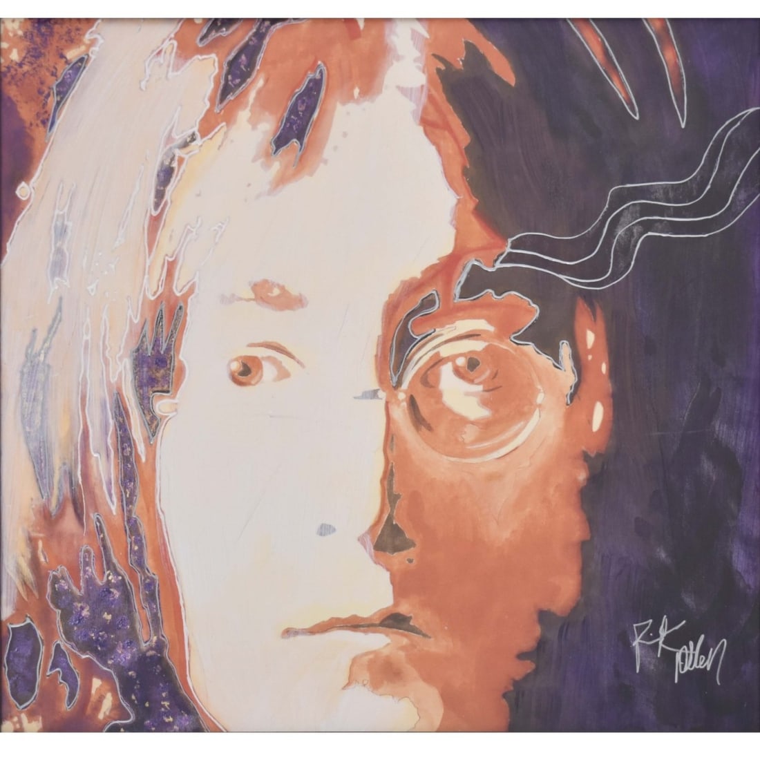 Rick Allen-Portrait of John Lennon: Rick Allen (Def Leppard) Legends Collection-Wings of Hope 2021 Enhanced Print of a Portrait of John Lennon. Purchased from Wentworth Galleries in Boca Raton, Florida. Framed under Plexiglass. Image