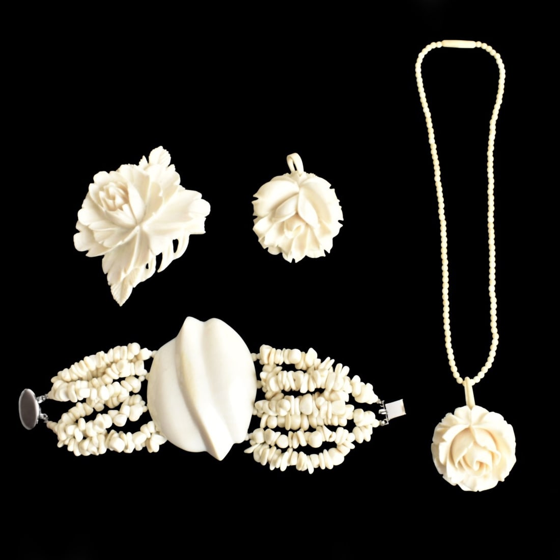 Four Carved Jewelry Items (1 of 2)