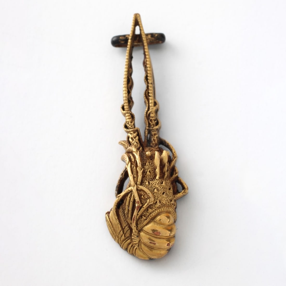 Japanese Meiji 18K Lobster Pendant: Finely Detailed Japanese Meiji Period 18 Karat Yellow Gold Figural Lobster Pendant with Metal Back. Measures 1-3/4" L, 1/2" W. Approx. gross weight: 4.77 grams. Kodner Galleries offers phone and