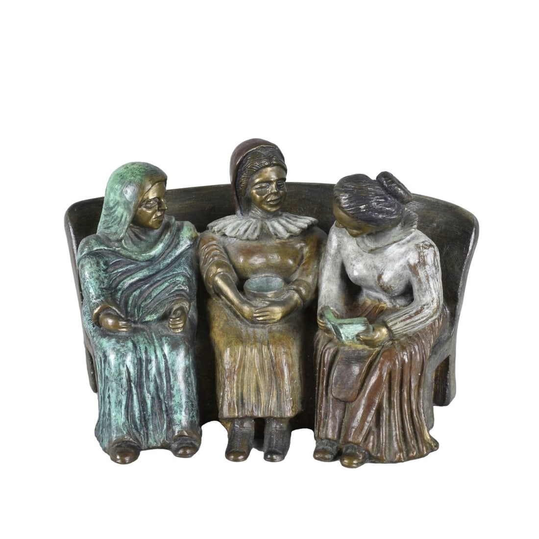 Igal Atlas (20th C) Bronze: Igal Atlas (20th Century) "Story Time" Patinated Bronze Sculpture, Signed, Dated 1988, and Numbered 1/8. Measures 8" x 12" x x 7-1/2". Kodner Galleries offers phone and absentee bidding at a low,