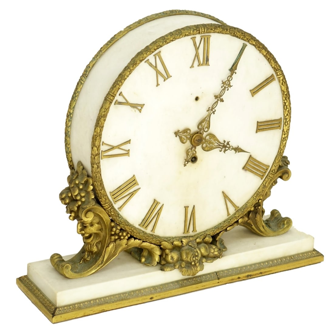 Ormolu, Patinated Bronze Marble Mantle Clock (1 of 8)