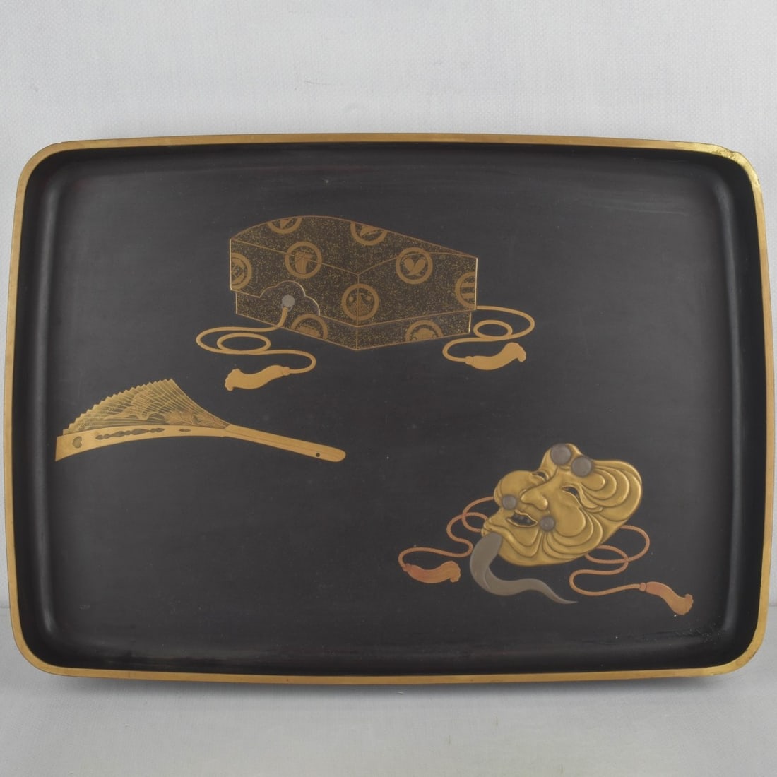 Meiji Period Japanese Black Lacquered Tray (1 of 7)