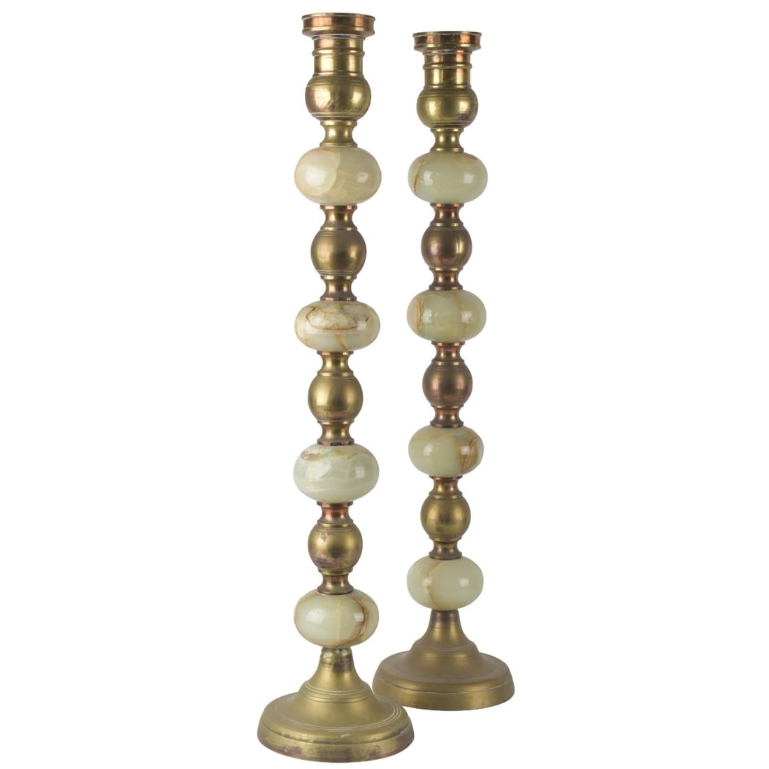 Large Onyx Vintage and Brass Candlesticks (1 of 8)