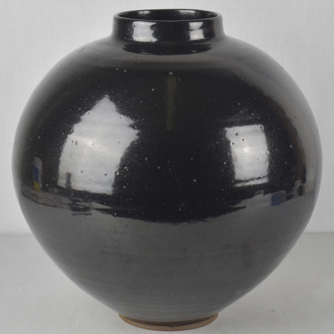 Large Black Glazed Pottery Vase (1 of 6)