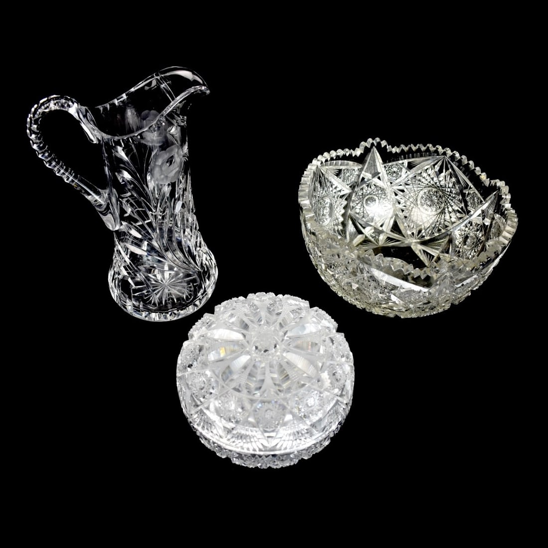 Three Vintage Cut Glass Tableware (1 of 7)