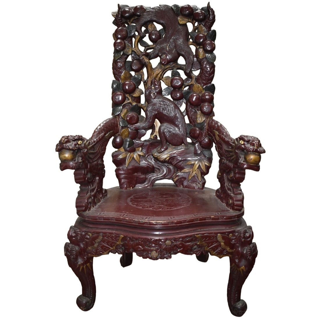 Carved Chinese Dragon Throne Chair (1 of 8)