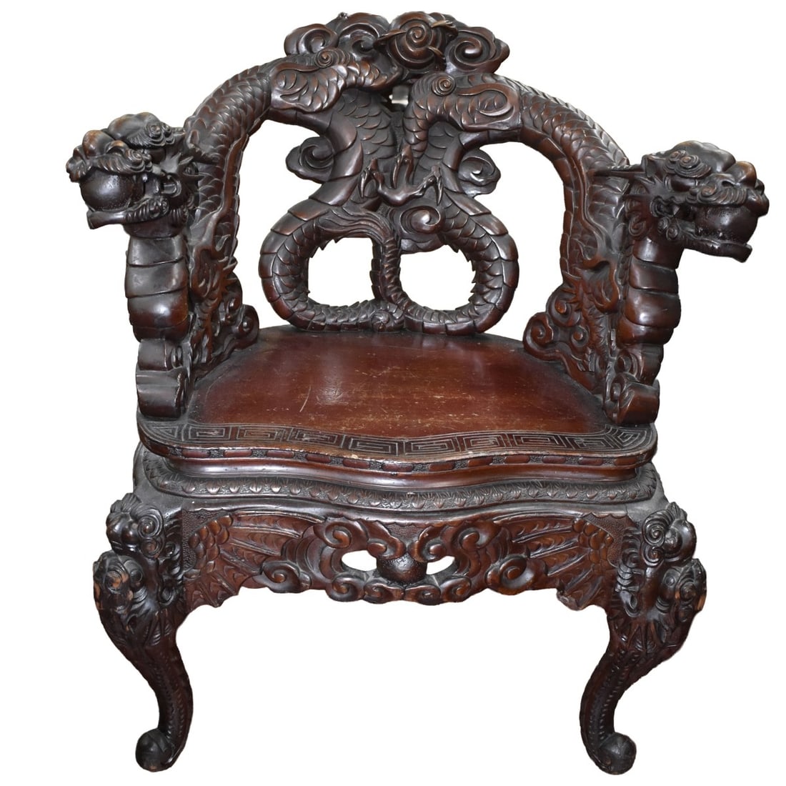 Carved Chinese Dragon Arm Chair (1 of 9)