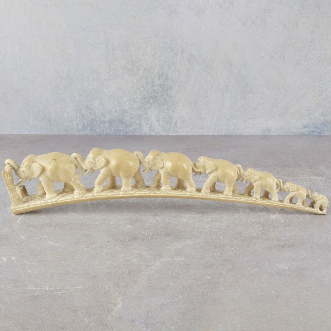 20th Century Japanese Carved Bridge: 20th Century Japanese Carved Seven (7) Elephant. Bridge. Measures: 2-3/4" high, 14-3/4" long, 1-1/2" deep. We Will Not Ship This Item Outside of the State of Florida. Anyone Having This Item Shipped