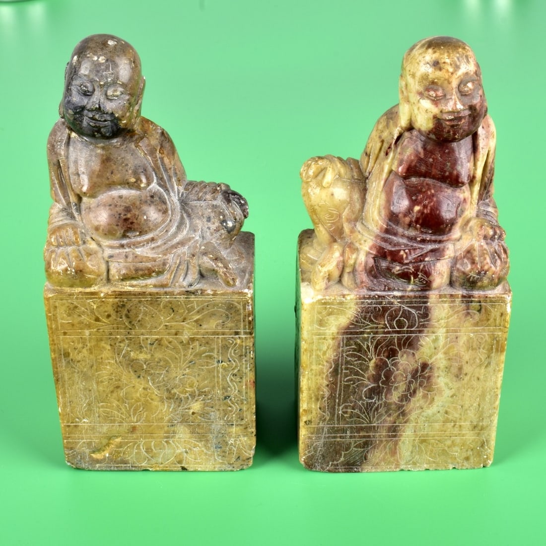Pr Chinese Carved Soapstone Buddha Figures (1 of 4)