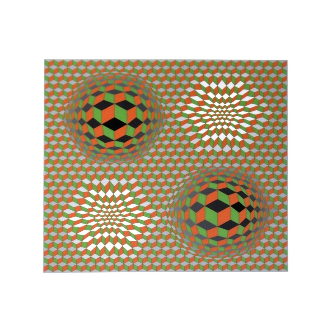 Victor Vasarely, French/Hungarian (1906-1997): Victor Vasarely, French/Hungarian (1906-1997) "Cosmos" Limited Edition Signed Multi Geometric Shape Color Serigraph. Framed under glass. Signed and numbered "9/10 H-6" in pencil. Image area measures: