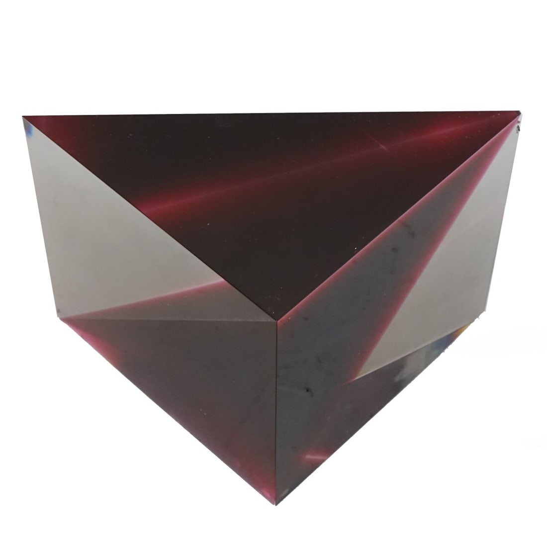 Stepan Pala, Czech (Born 1944): Stepan Pala, Czech (Born 1944) Art Glass Cut To Clear Triangular Sculpture. Unmarked. Measures 7-5/8" x 7-1/2" x 10-1/2". Kodner Galleries offers phone and absentee bidding at a low, flat 21% buyer?s